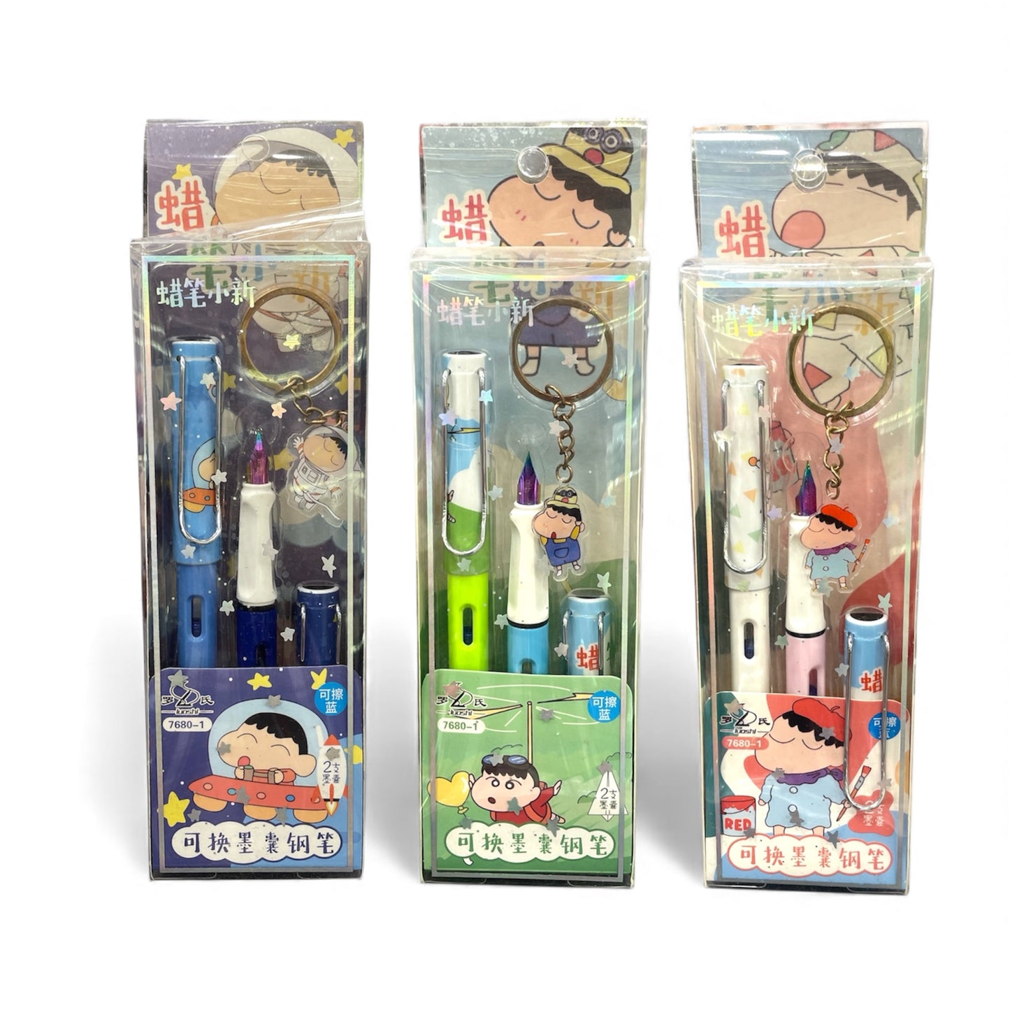 BIGMAN Sin-Chan Creative Pen Combo Set Dual Ink Pens + Keychain