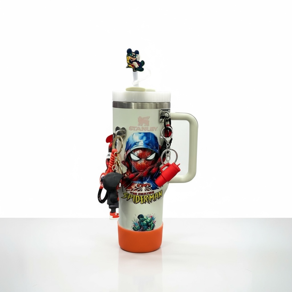 BIGMAN Off White Spider Man Stanley Tumbler 40oz With Accessories