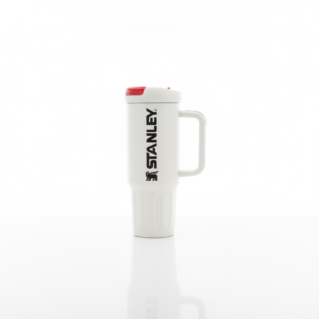 BIGMAN Classic White & Crimson Red Stanley Tumbler 40oz