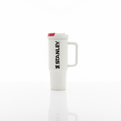 BIGMAN Classic White & Crimson Red Stanley Tumbler 40oz