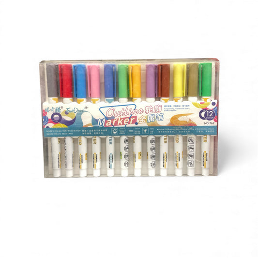 BIGMAN Shake & Press Outliner Marker Set Of 12