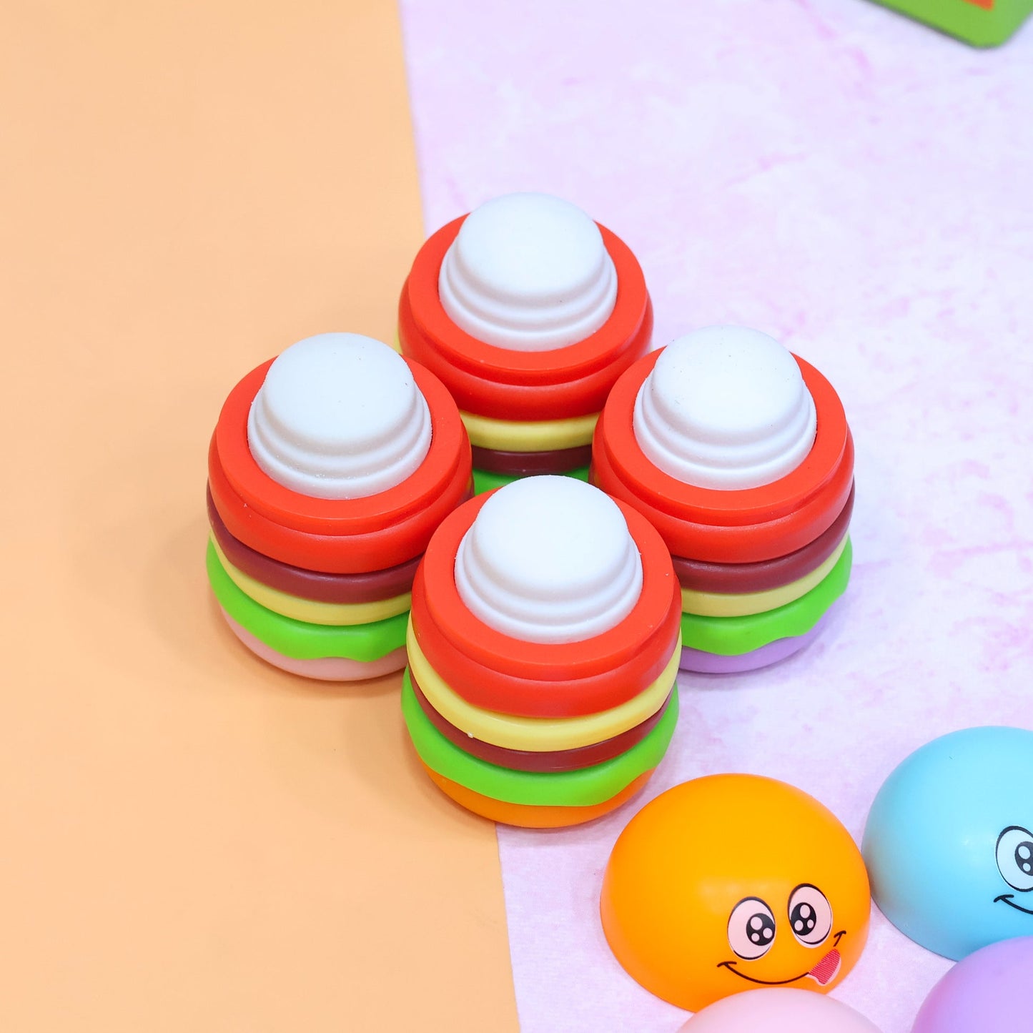 BIGMAN 2 in 1 Burger Style Eraser+ Dual-Hole Pencil Sharpener For Kids