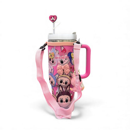 BIGMAN Pink Labubu Stanley Tumbler 40oz With Accessories