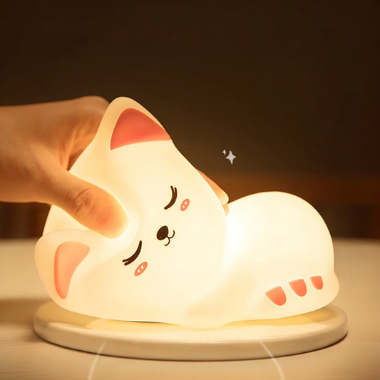 BIGMAN Touch LED Cat Night Light Remote Control Silicone Cat Lamp For Kids