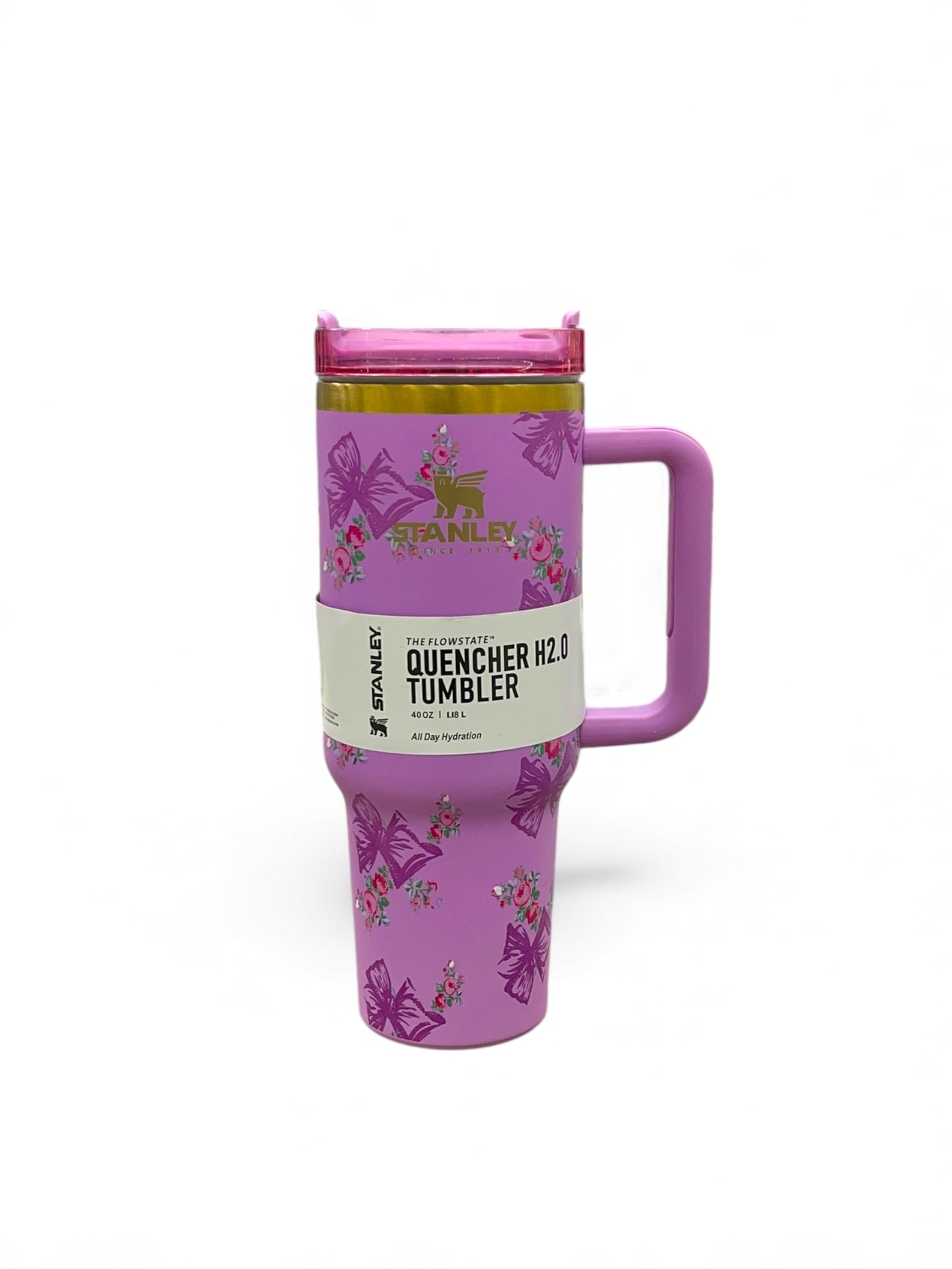 BIGMAN Purple Floral Bow Stanley Quencher Tumbler 40oz