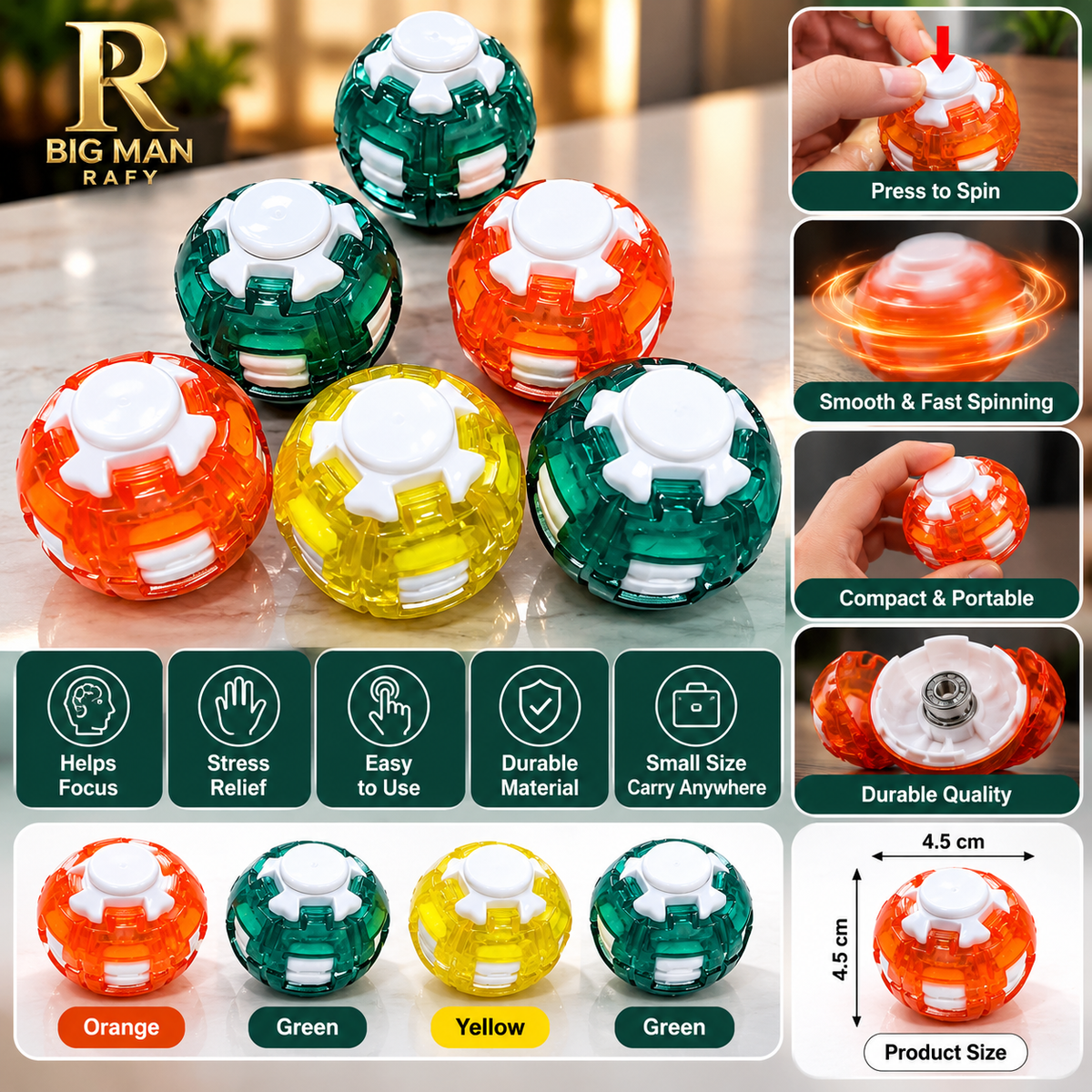 Colorful Press-to-Spin Fidget Toy