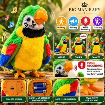 Dancing Talking Parrot Toy with Voice Recording, Walking & Music Features