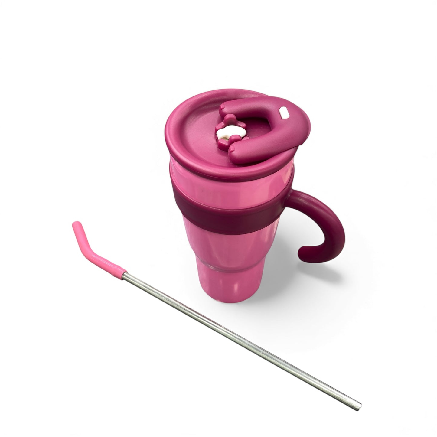 BIGMAN Plum Pink Insulated Travel Tumbler 40oz With Straw