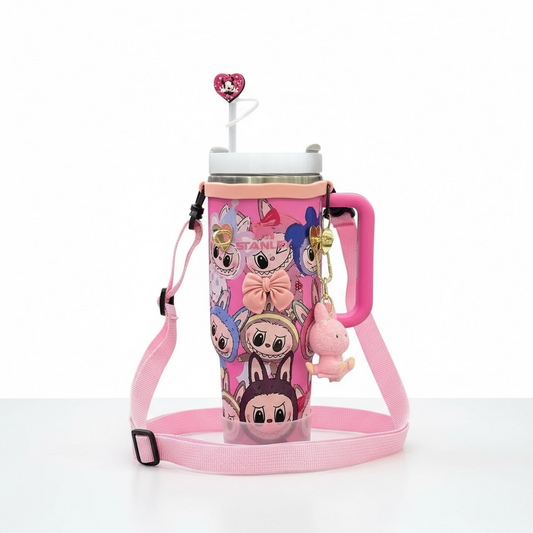 BIGMAN Pink Labubu Stanley Tumbler 40oz With Accessories