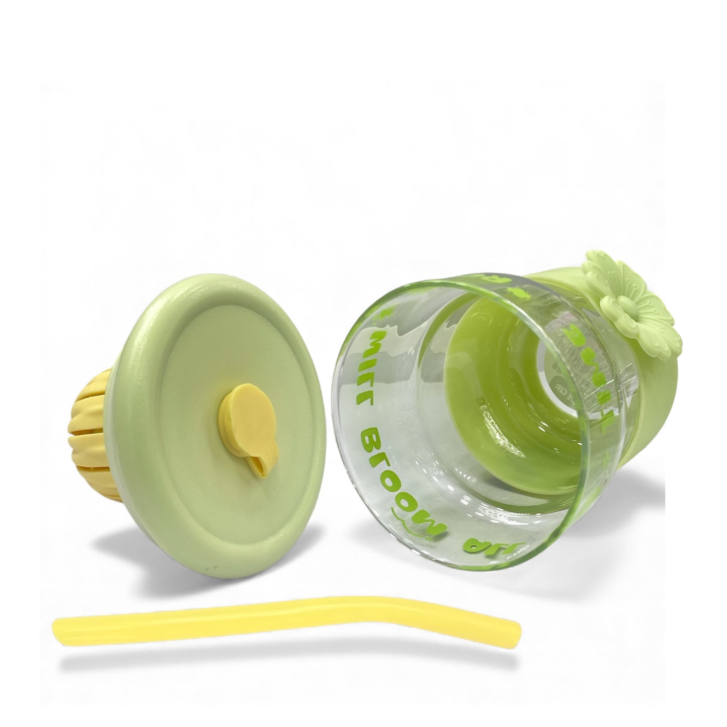 BIGMAN Citrus Juicer Glass Cup with Straw 450ml