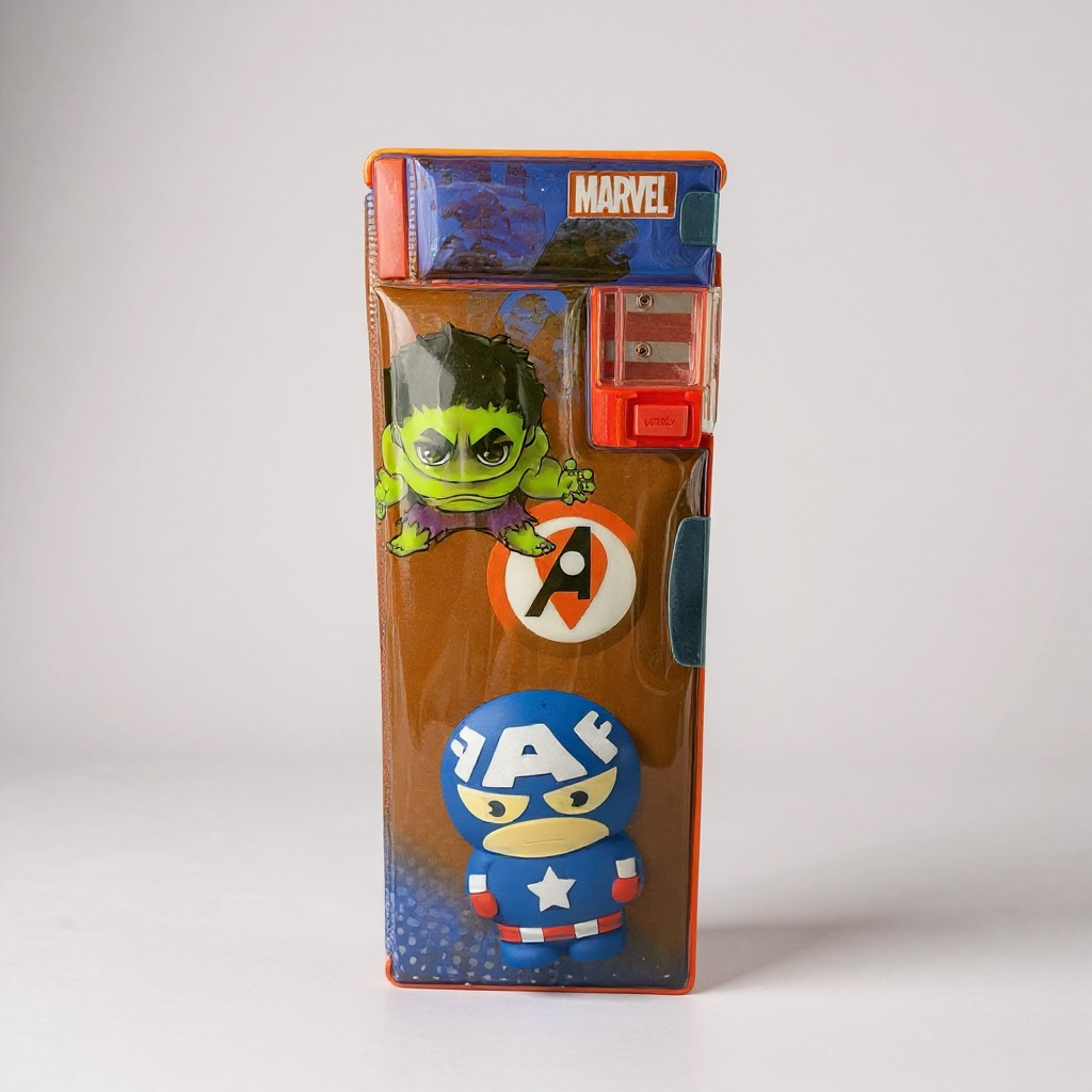 BIGMAN 3D Marvel Captain America Sponge Pencil Box Double-Sided with Sharpener