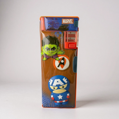 BIGMAN 3D Marvel Captain America Sponge Pencil Box Double-Sided with Sharpener