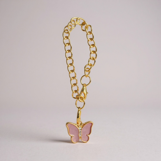 BIGMAN Pink Elegant Butterfly Charm Tumbler Handle Bracelet