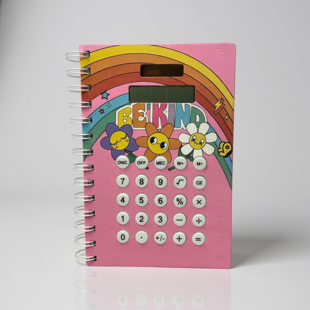 BIGMAN Sunflower Spiral Notebook with Solar Calculator