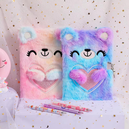 BIGMAN Cute Kitty Fluffy Cover Diary