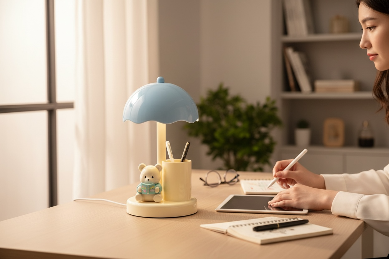 BIGMAN Teddy Bear LED Desk Lamp with Pen Holder For kids