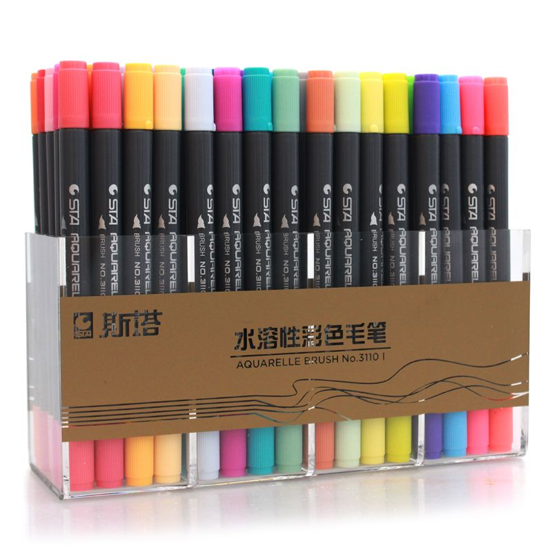 BIGMAN Dual-Tip Brush Fine Marker Set Of 36