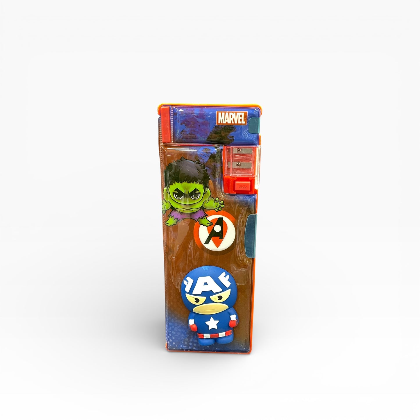 BIGMAN 3D Marvel Captain America Sponge Pencil Box Double-Sided with Sharpener