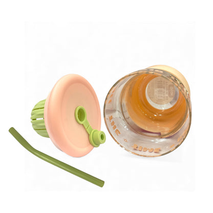BIGMAN Citrus Juicer Glass Cup with Straw 450ml