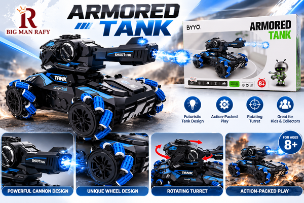 Armored Tank Toy for Kids | Futuristic Shooting Tank with Rotating Turret