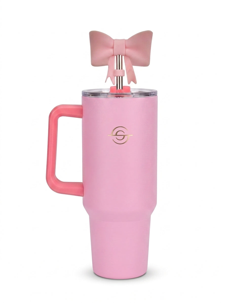 Bigman 40 oz Pastel Pink Tumbler with Bow