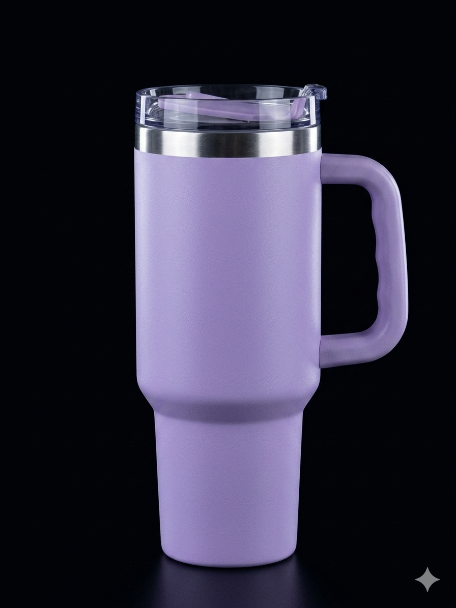 BIGMAN PureTone 40oz Tumbler with Handle & Straw | Large Insulated Stainless Steel Travel Mug  Minimal Matte Cup for Hot & Cold Drinks