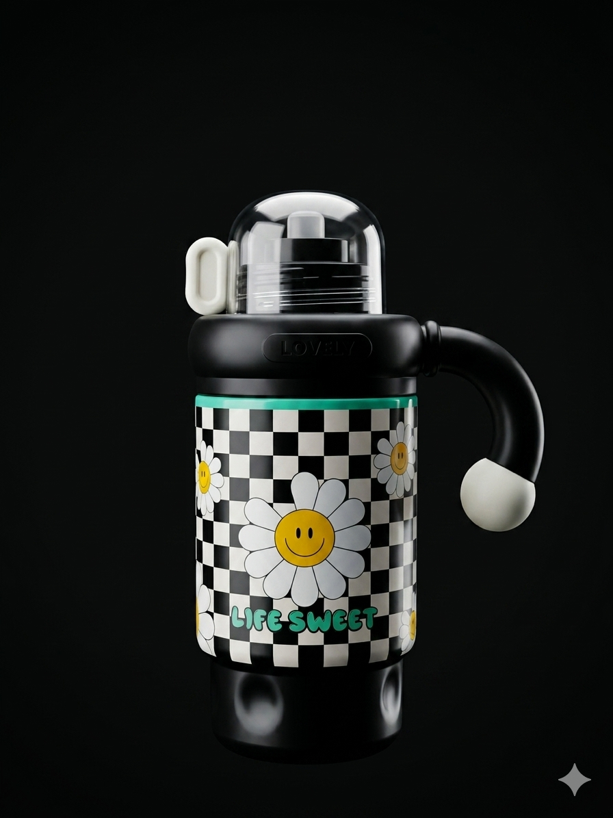 Bigman Bliss Bottles 40oz Tumbler – Cute Daisy Design,  Insulated Water Bottle with Straw, BPA-Free Travel Mug for Kids & Adults (Large Capacity)