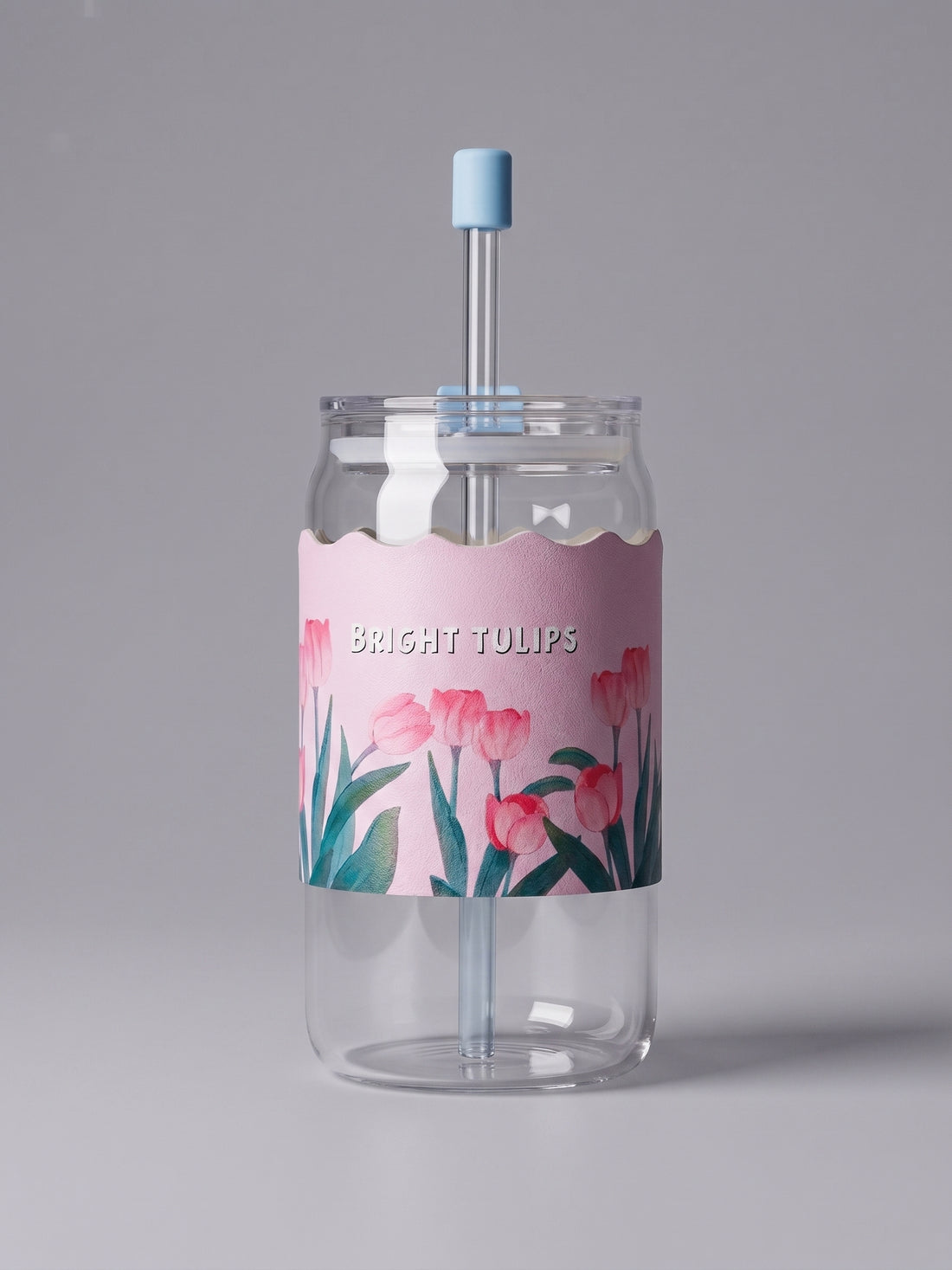 Bigman Aesthetic Tulip Flower Iced Coffee Glass Cup