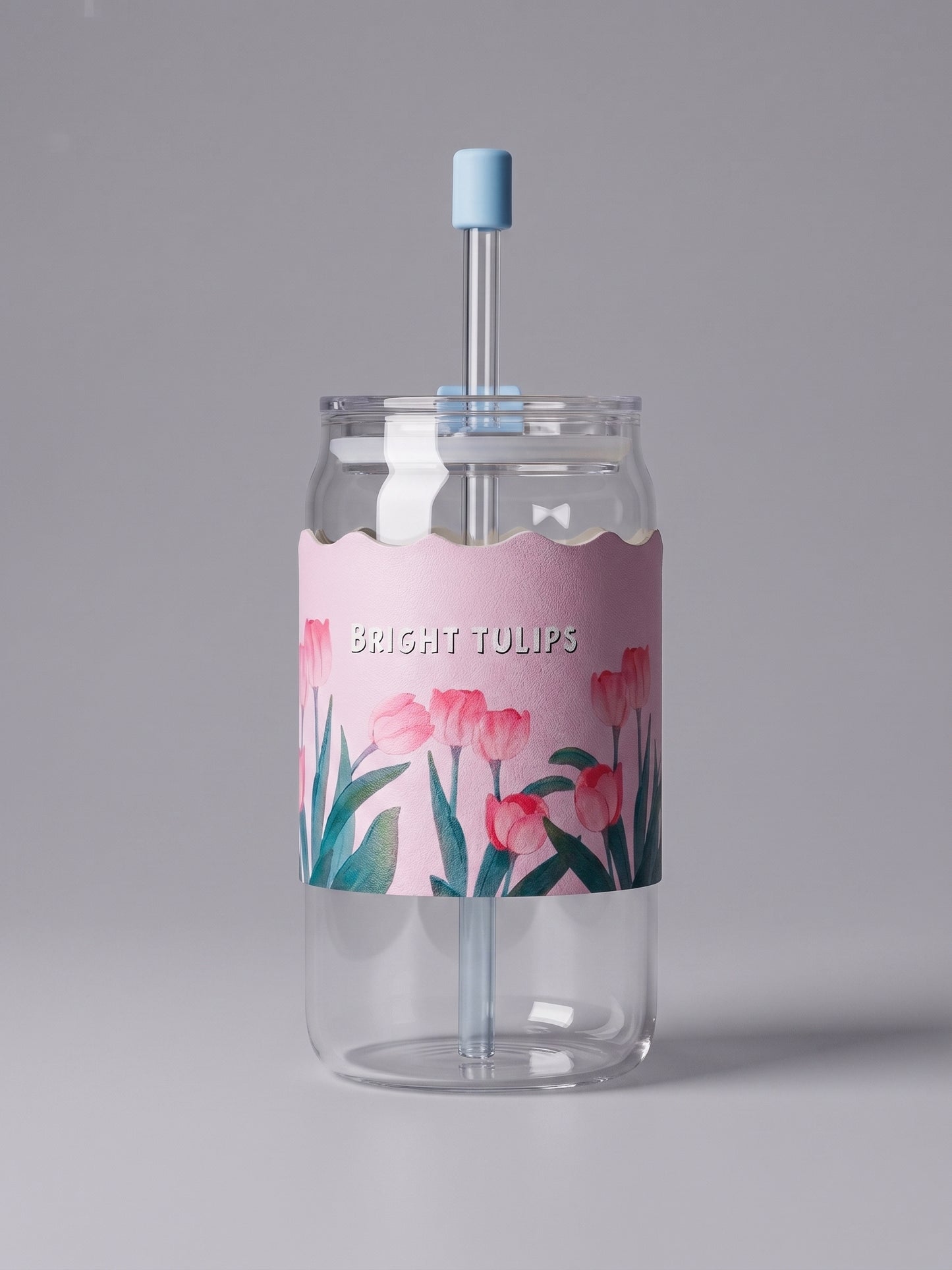 Bigman Aesthetic Tulip Flower Iced Coffee Glass Cup