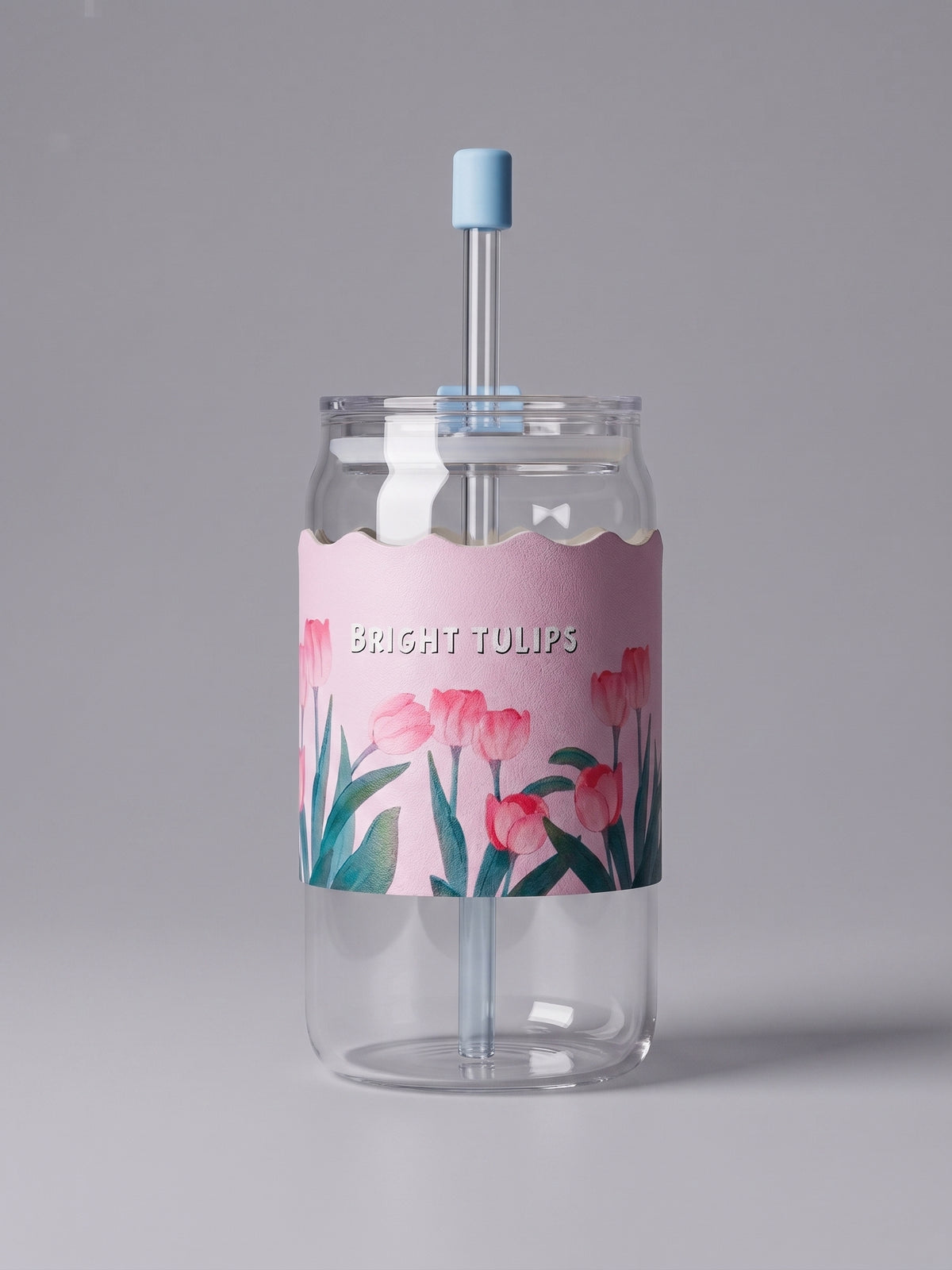 Bigman Aesthetic Tulip Flower Iced Coffee Glass Cup
