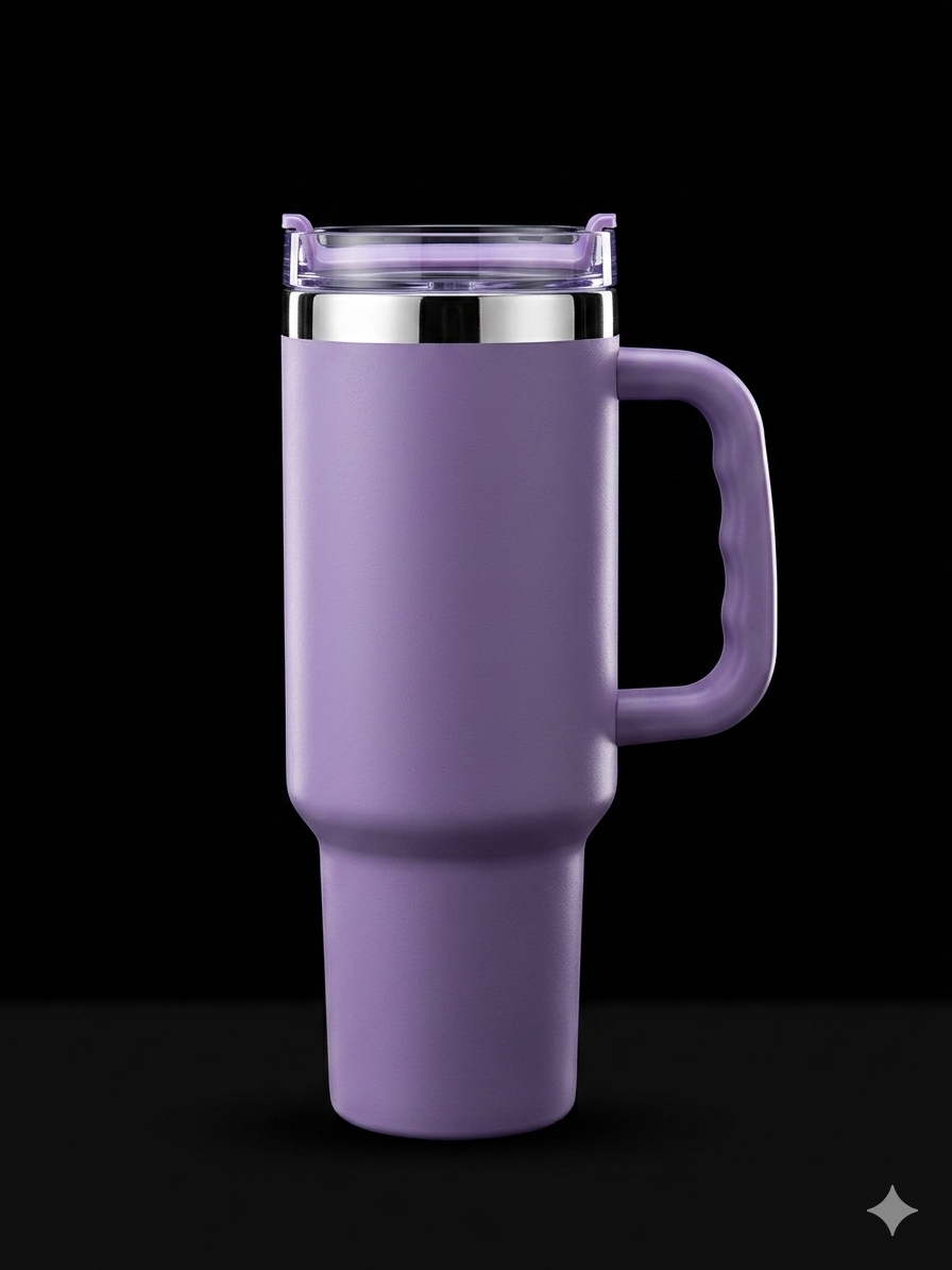BIGMAN PureTone 40oz Tumbler with Handle & Straw | Large Insulated Stainless Steel Travel Mug  Minimal Matte Cup for Hot & Cold Drinks