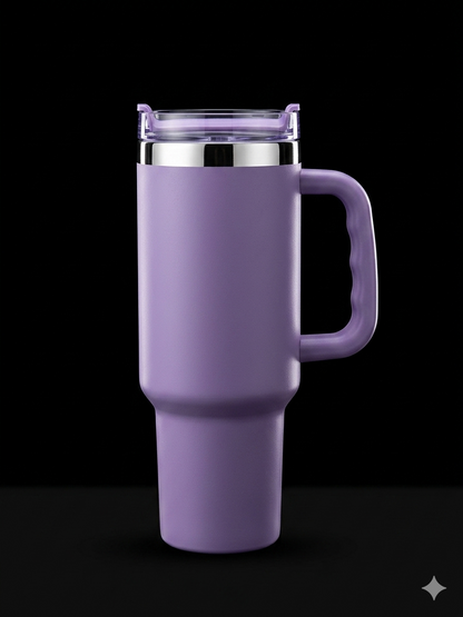 BIGMAN PureTone 40oz Tumbler with Handle & Straw | Large Insulated Stainless Steel Travel Mug  Minimal Matte Cup for Hot & Cold Drinks