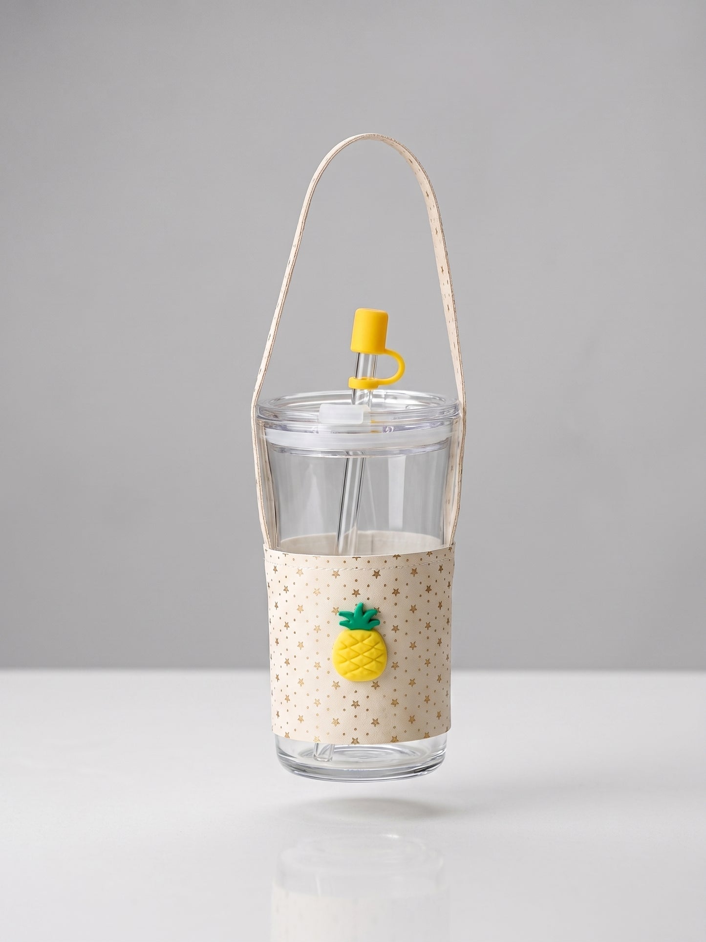 Bigman Cute 3D Pineapple Glass Sipper Cup with Handle