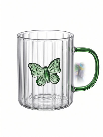 Bigman Aesthetic Green Butterfly Borosilicate Glass Mug