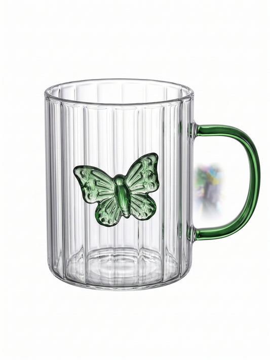 Bigman Aesthetic Green Butterfly Borosilicate Glass Mug