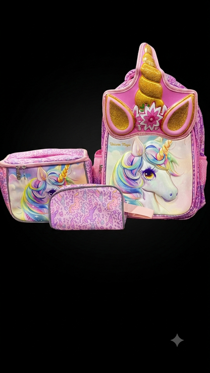 Bigman Unicorn 3-Piece Kids School Backpack Set
