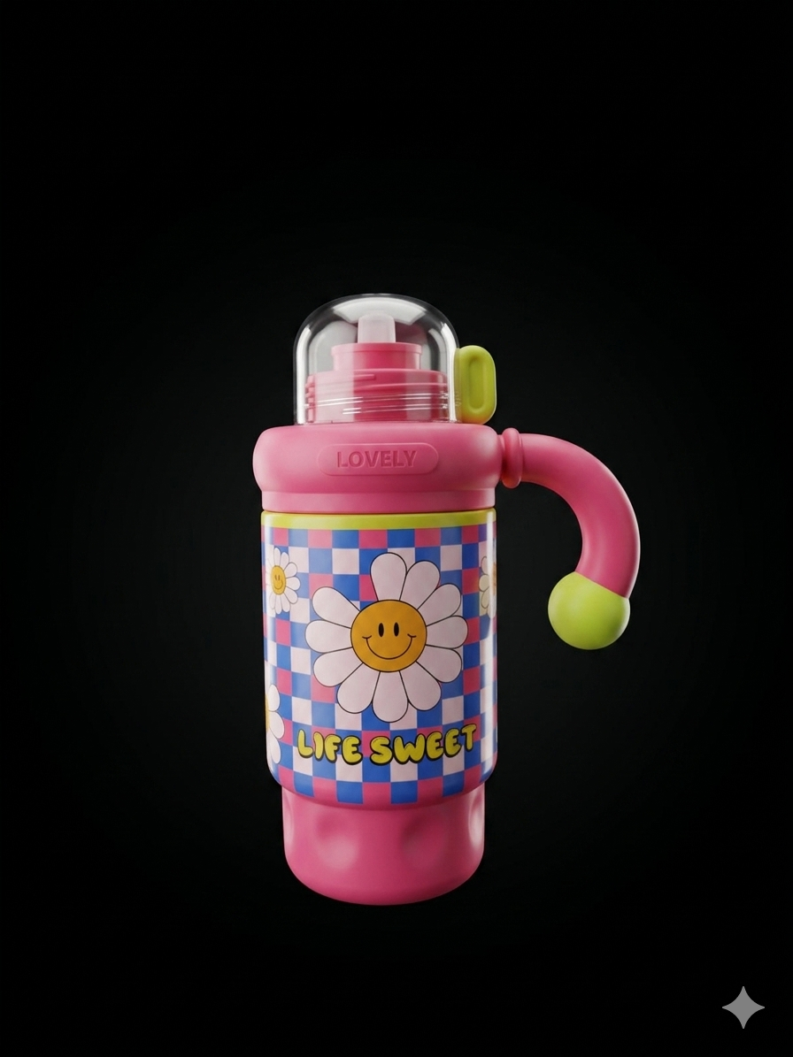 Bigman Bliss Bottles 40oz Tumbler – Cute Daisy Design,  Insulated Water Bottle with Straw, BPA-Free Travel Mug for Kids & Adults (Large Capacity)