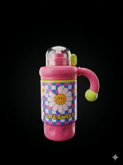 Bigman Bliss Bottles 40oz Tumbler – Cute Daisy Design,  Insulated Water Bottle with Straw, BPA-Free Travel Mug for Kids & Adults (Large Capacity)