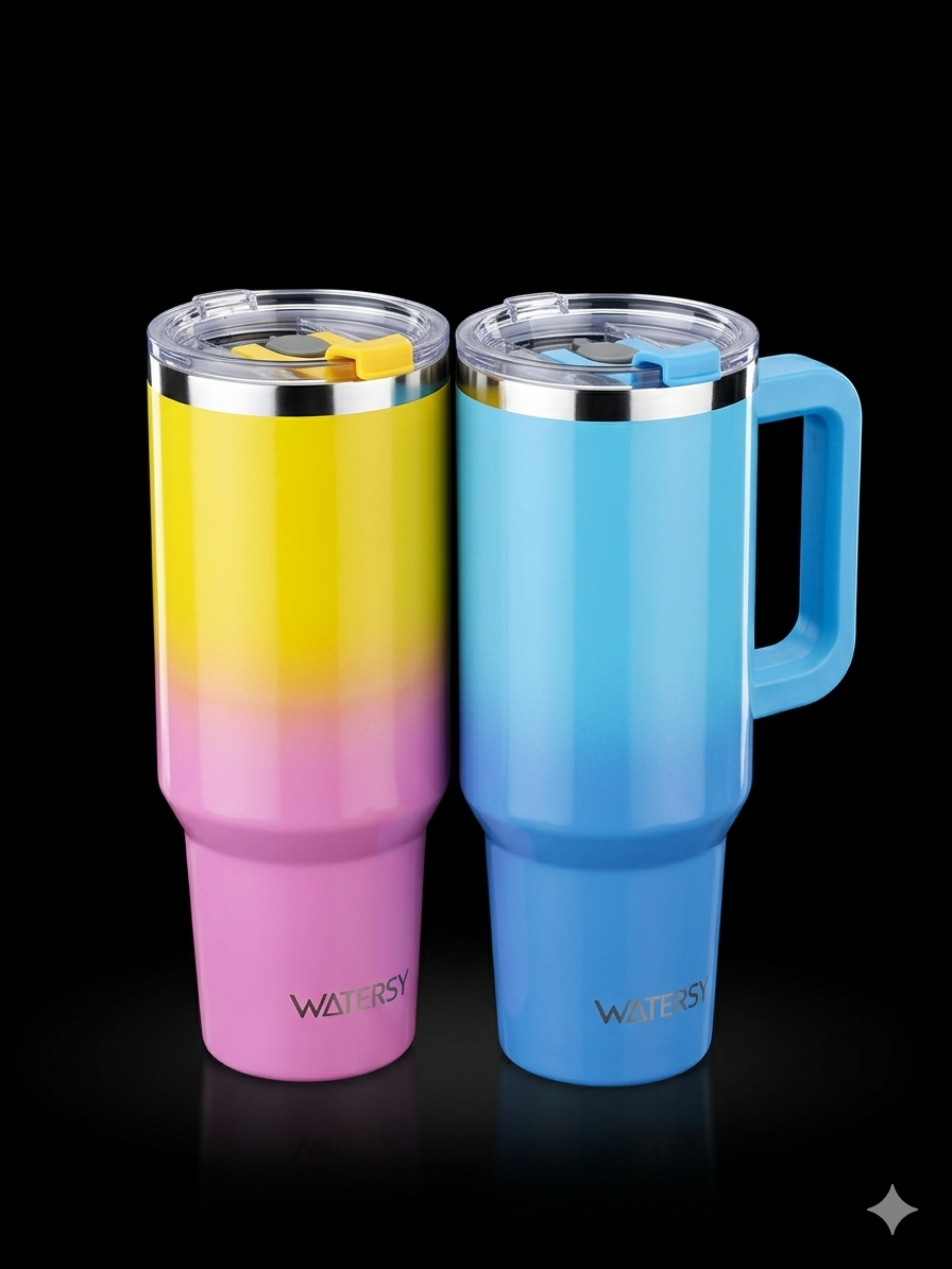 BIGMAN GradientGlow 40oz Tumbler with Handle & Straw | Large Capacity Insulated Travel Mug  Stainless Steel Cup for Hot & Cold Drinks