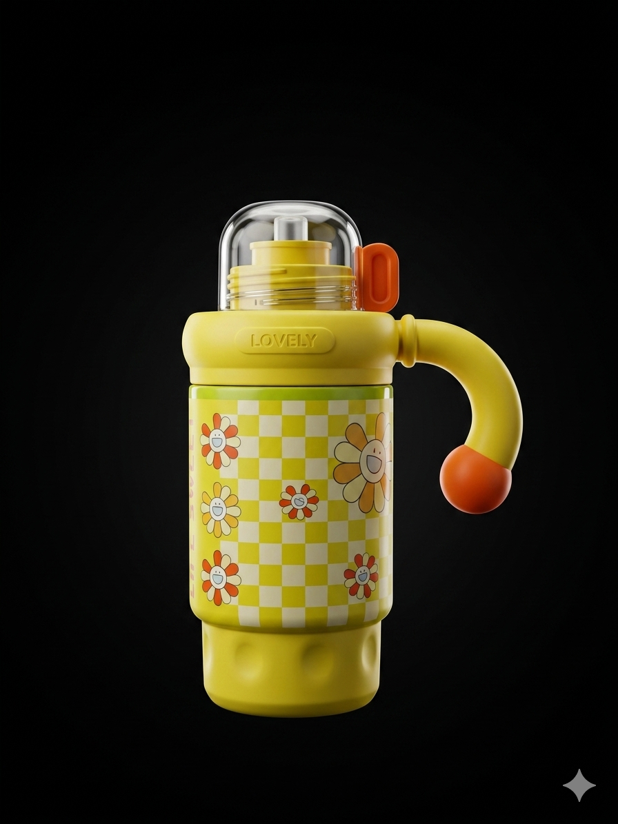 Bigman Bliss Bottles 40oz Tumbler – Cute Daisy Design,  Insulated Water Bottle with Straw, BPA-Free Travel Mug for Kids & Adults (Large Capacity)