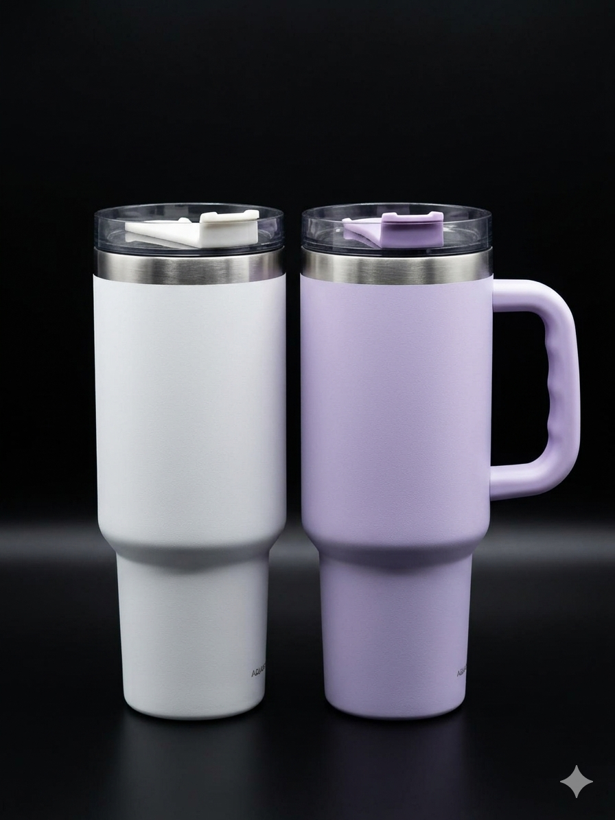 BIGMAN PureTone 40oz Tumbler with Handle & Straw | Large Insulated Stainless Steel Travel Mug  Minimal Matte Cup for Hot & Cold Drinks