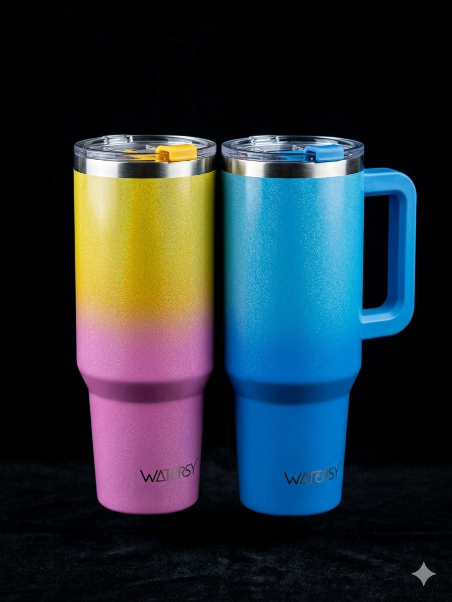 BIGMAN GradientGlow 40oz Tumbler with Handle & Straw | Large Capacity Insulated Travel Mug  Stainless Steel Cup for Hot & Cold Drinks