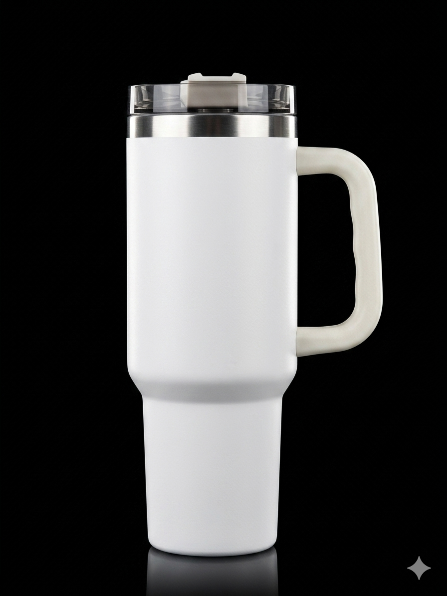 BIGMAN PureTone 40oz Tumbler with Handle & Straw | Large Insulated Stainless Steel Travel Mug  Minimal Matte Cup for Hot & Cold Drinks
