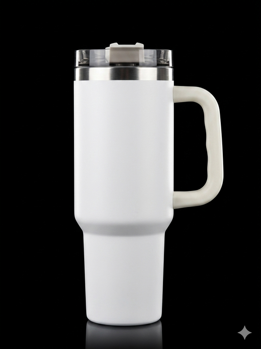 BIGMAN PureTone 40oz Tumbler with Handle & Straw | Large Insulated Stainless Steel Travel Mug  Minimal Matte Cup for Hot & Cold Drinks