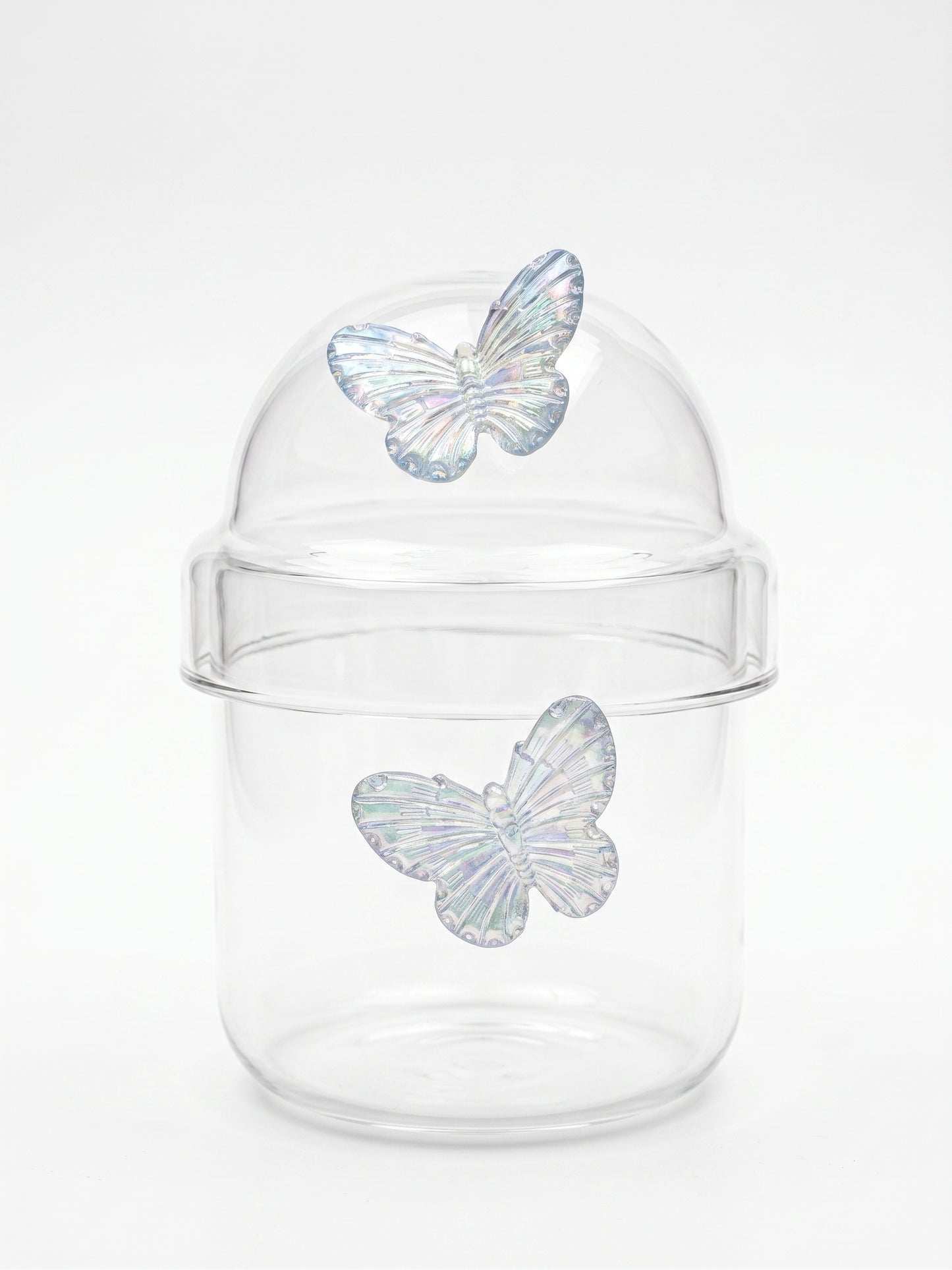 Bigman Iridescent Butterfly Dome Glass Jar & Tumbler