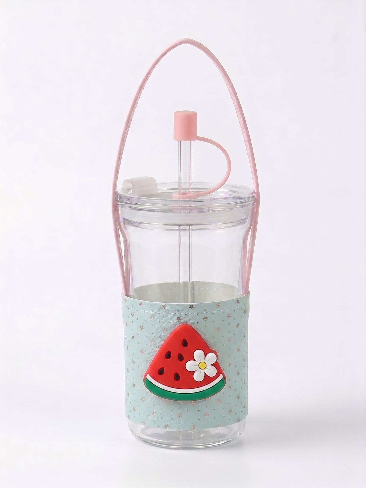 Bigman Aesthetic Mint & Pink Fruit Glass Tumbler
