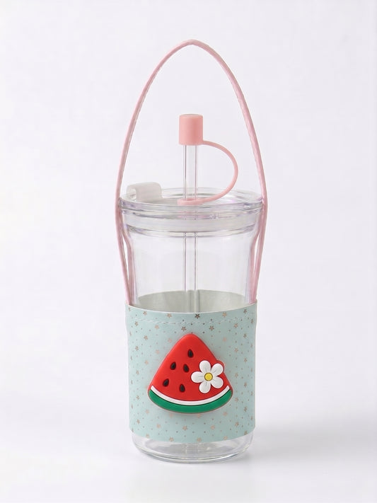 Bigman Aesthetic Mint & Pink Fruit Glass Tumbler
