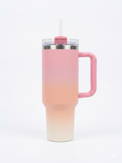 Bigman DualTone 40oz Stainless Steel Insulated Tumbler with Handle & Straw | Double Shade Premium Travel Mug