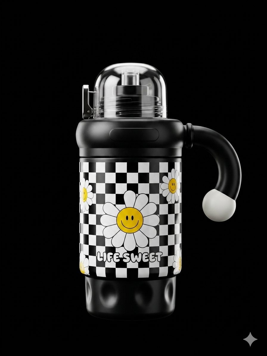 Bigman Bliss Bottles 40oz Tumbler – Cute Daisy Design,  Insulated Water Bottle with Straw, BPA-Free Travel Mug for Kids & Adults (Large Capacity)