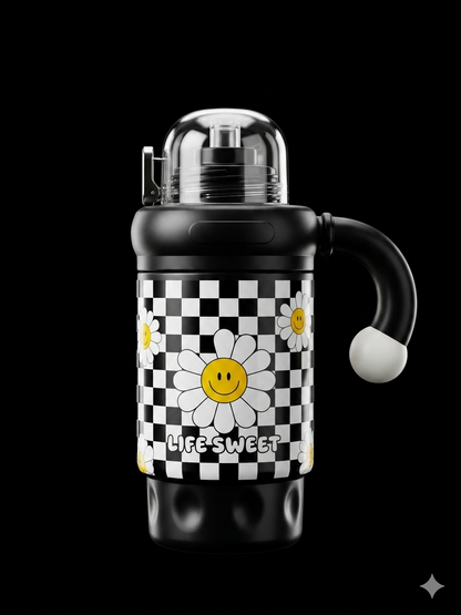 Bigman Bliss Bottles 40oz Tumbler – Cute Daisy Design,  Insulated Water Bottle with Straw, BPA-Free Travel Mug for Kids & Adults (Large Capacity)